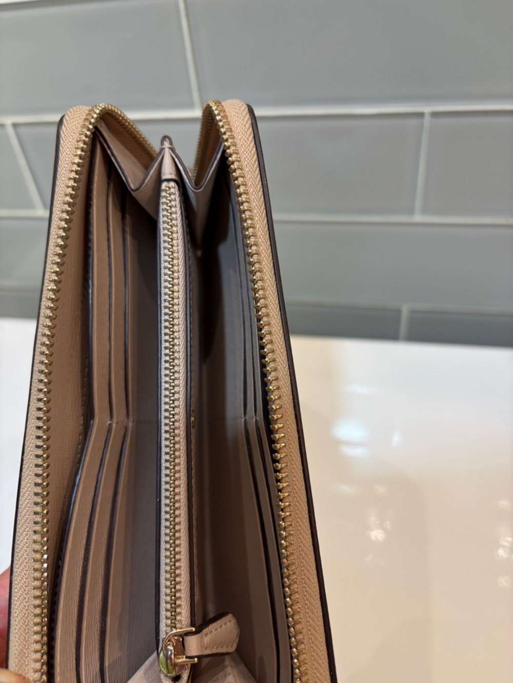 kate spade metallic rose gold zip-around wallet - Picture 4 of 6